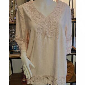 Pink Crochet lace Blouse size XL 14